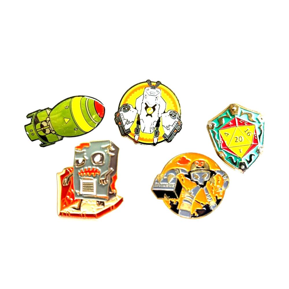 Lootcrate Lot of 5 Enamel Pins Loose Dungeons & Dragons Alien Gamer Zombie